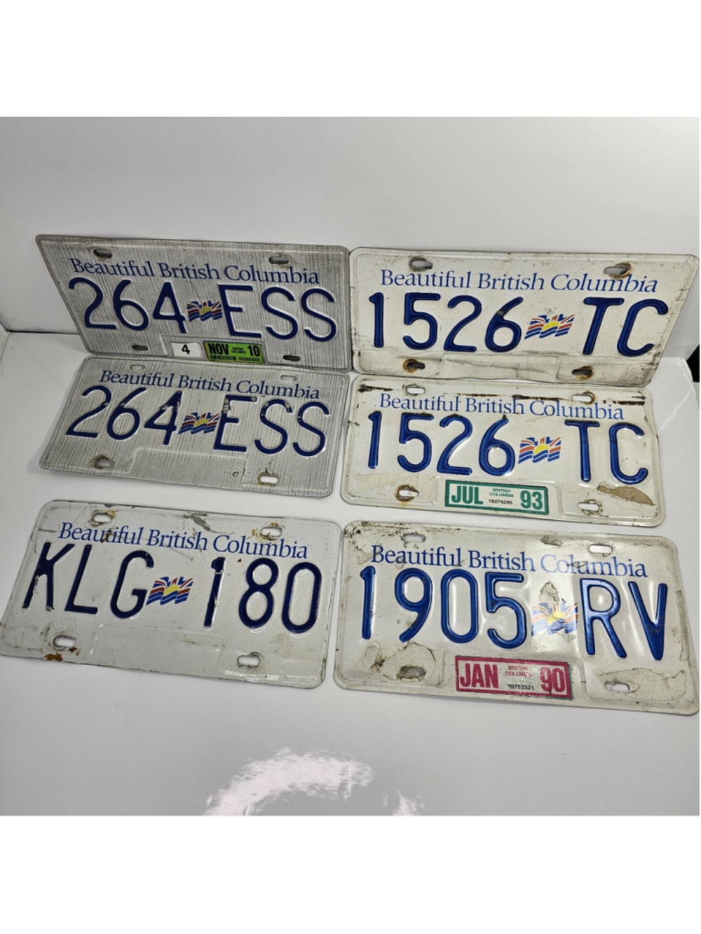 Lot of 6 British Columbia License Plates BC Canada 1990 1993 2010 2 Are Pairs